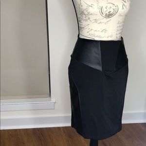 Smooth faux leather
High-rise
Paneled front